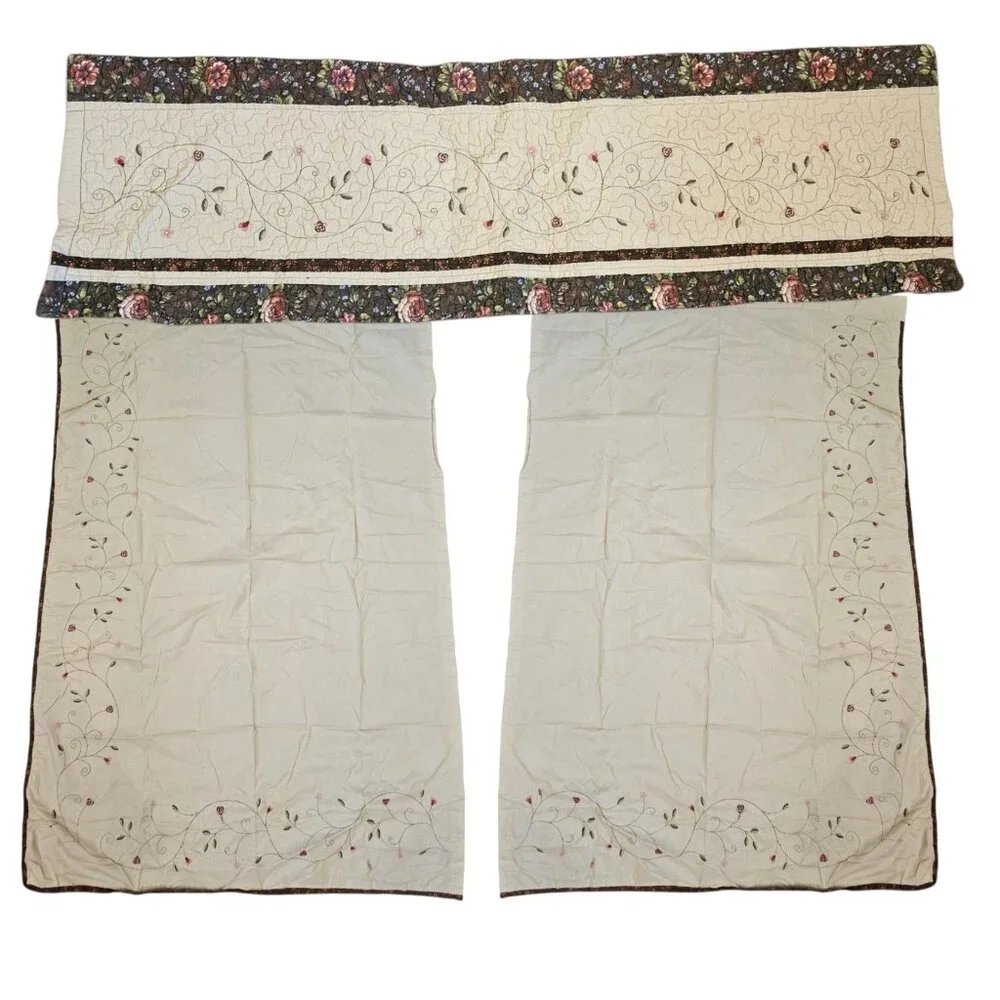 JcPenney Home Rachel Heirloom 3 Pc Window Treatment Set Panels 42 X 63 In Beige